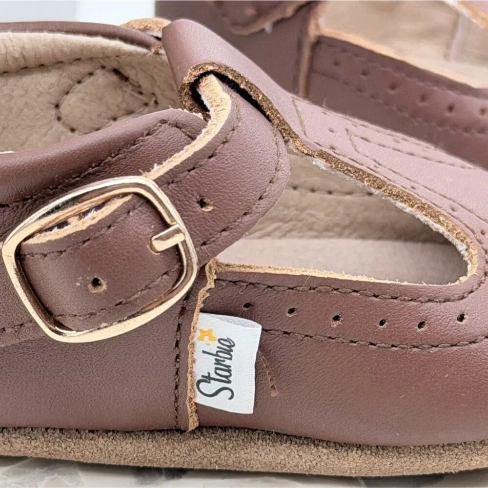 Starbie Genuine Leather Mary Jane T-Bar Shoes Soft Sole Baby Girl  4 (12-18M)